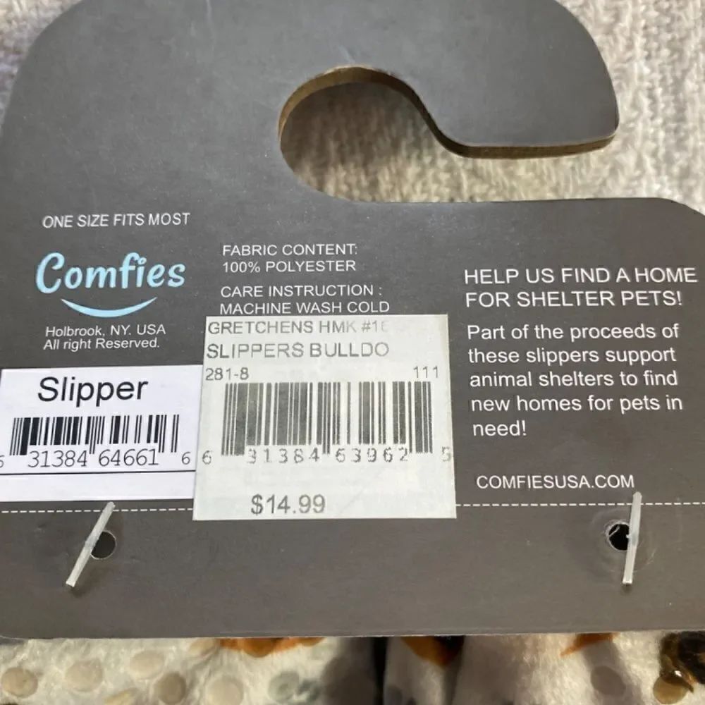 COMFIES Bulldog Super Soft Slippers One Size Fits Most. - Picture 5 of 5